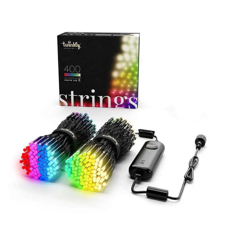 Twinkly 400L 5mm App Controlled RGBW Light String - Black & Green - إضاءة